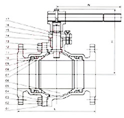 Q41H/W硬密封球閥結構（gòu）圖