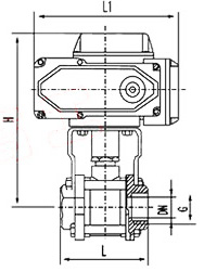 Q911電動（dòng）內螺紋球閥外形尺寸圖