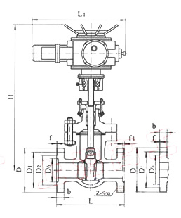 Z941W電動閘閥外形尺（chǐ）寸圖