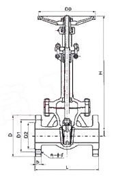 Z40WAPI低（dī）溫法蘭閘閥外形尺寸圖（tú）