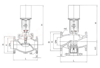 VB7000電動調節閥外形尺寸圖（tú）