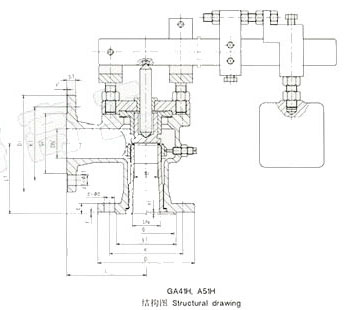 GA41H/GA51H單（dān）杠杆安全閥外形尺寸圖