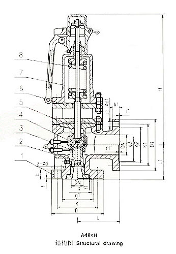YFA48Y高溫高壓安全閥外形（xíng）尺寸圖