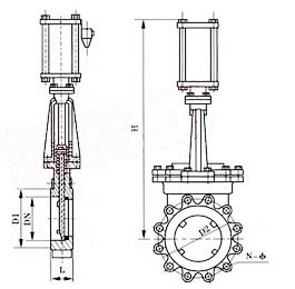 PZ643氣動刀型閘閥外形（xíng）尺寸圖