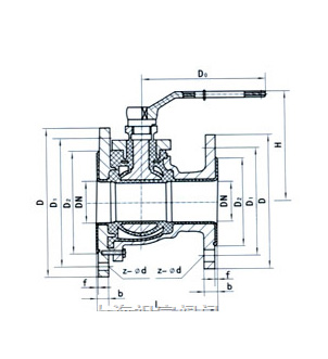 FQ41F襯氟放料球閥外形尺寸圖