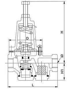 Y11X直（zhí）接（jiē）作用薄膜式減壓閥外形尺寸圖（tú）