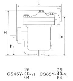 CS15H ER105鍾形浮子（倒吊桶）式蒸汽疏水閥外形尺寸圖