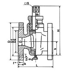 X43W-1.0T二（èr）通全（quán）銅旋塞閥外形尺寸圖（tú）