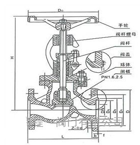 J41N液化氣截止（zhǐ）閥外形尺寸圖