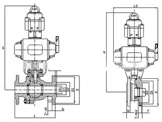 ZSHO型氣動O型切斷球閥外形尺寸圖